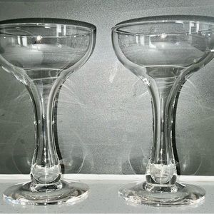 (4) Vintage 1960s hollow stem champagne glasses